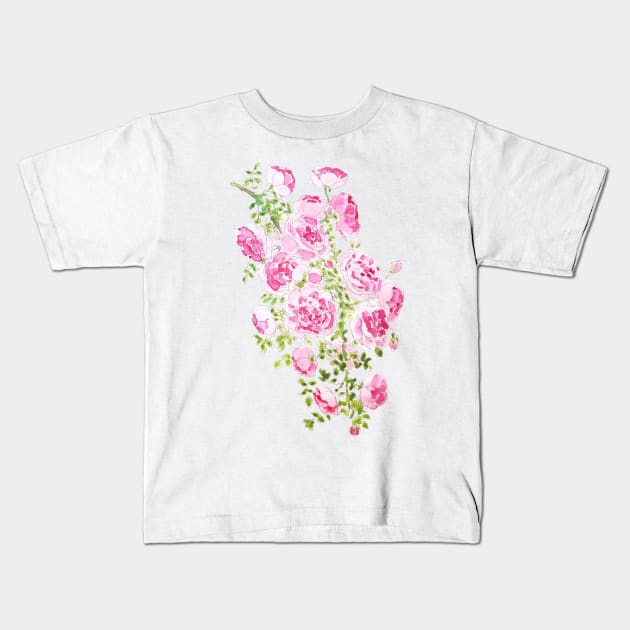 abstract pink rose ink and  watercolor Kids T-Shirt by colorandcolor